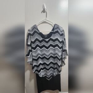 Enfocus Studio Black and White Chevron Blouse